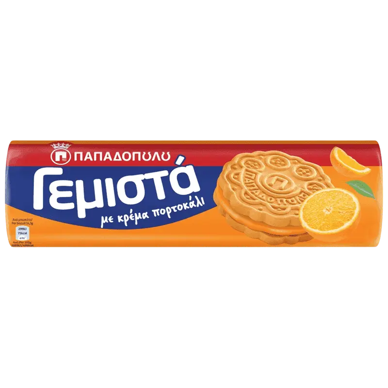 Papadopoulos gefüllte Kekse mit Orange 200g (Gebäck & Kekse) - Bild 1