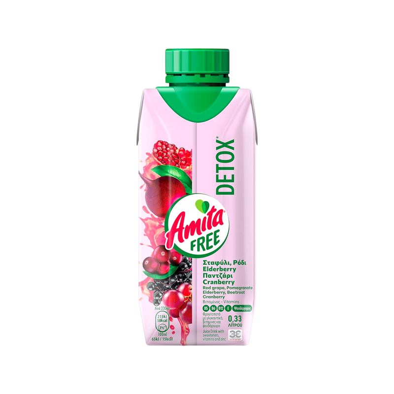 Amita Free Detox Stevia Traube / Granatapfel/Preiselbeere 330 ml (Säfte & Getränke) - Bild 1
