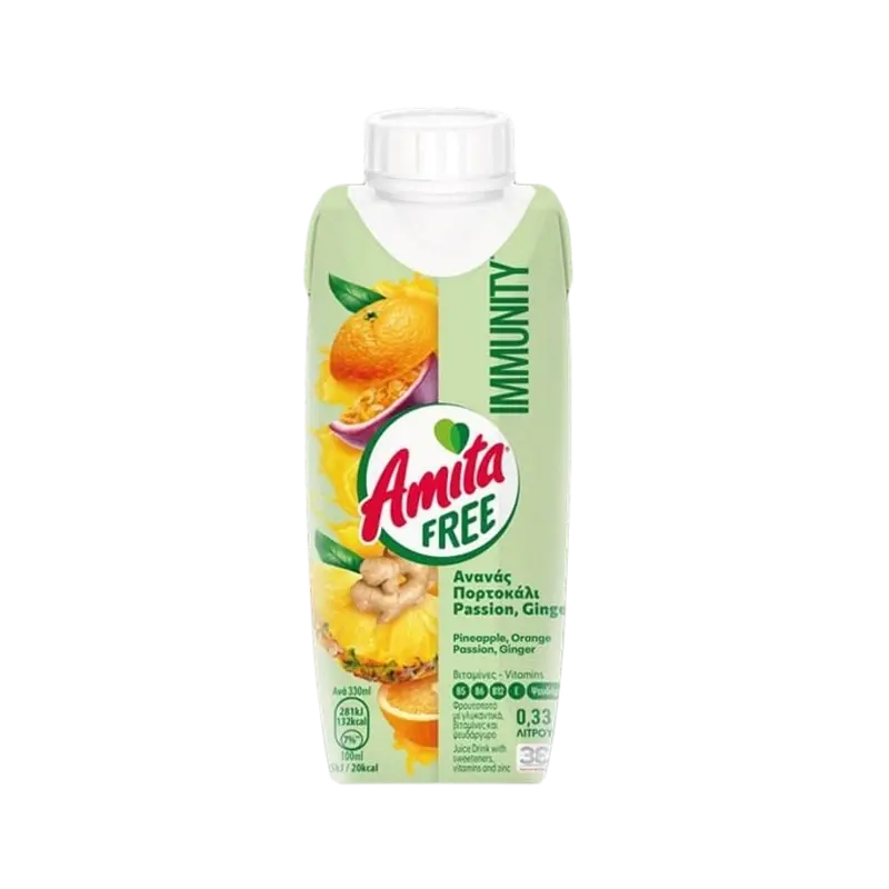 Amita Free Immunity Stevia Ananas / Orange/Passion/Ingwer 330 ml (Säfte & Getränke) - Bild 1