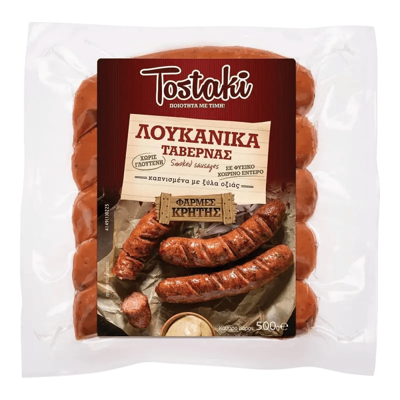 Creta Tostaki Rustikale geräucherte Würstchen Taverne 500g - GM Markt Eshop