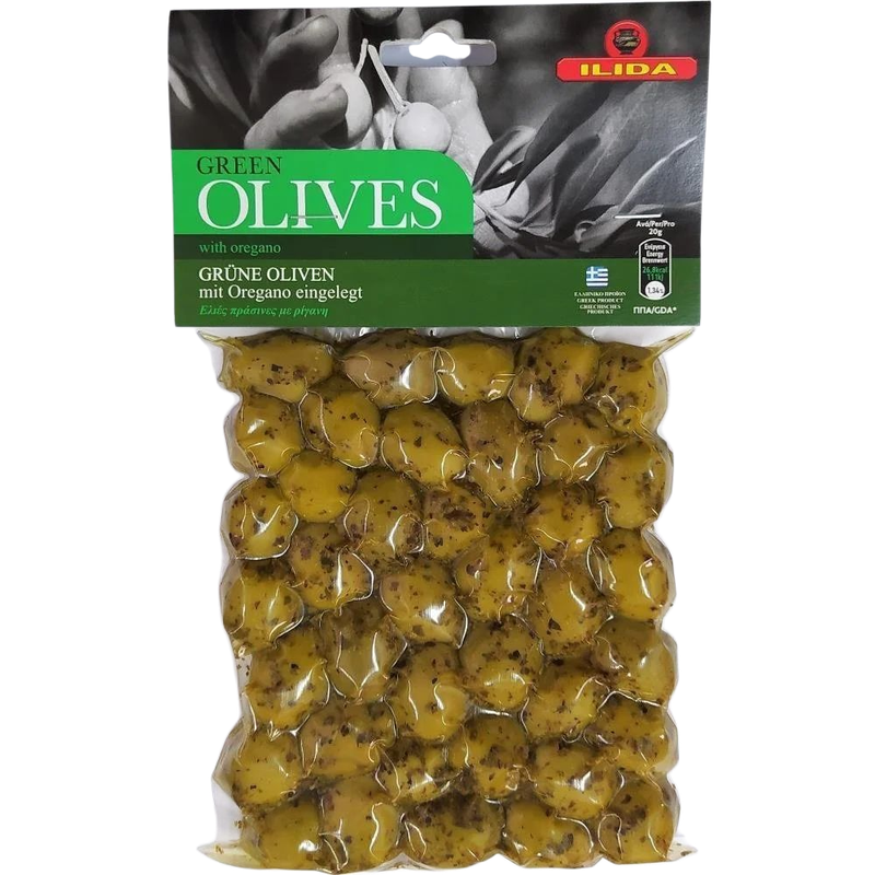 Ilida Oliven Grüne mit Oregano in Beutel 250g (Öl & Oliven) - Bild 1