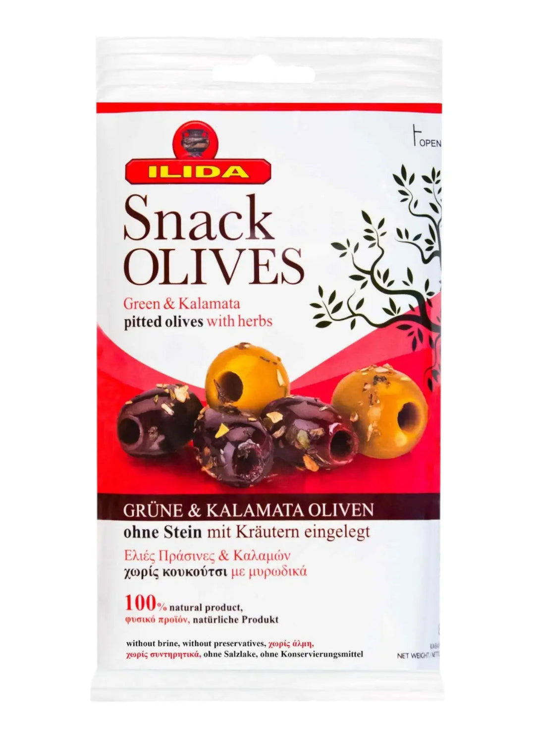 Ilida Oliven Snack Mixed ohne Kern mit Kräuter in Beutel 80g - GM Markt Eshop
