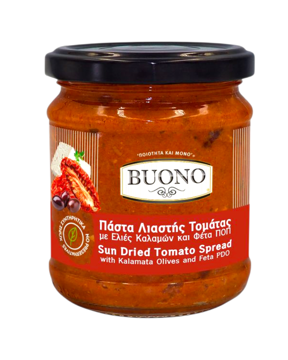 Makedoniki Sonnengetrockneten Tomatenpaste mit Oliven & Feta 200g (Fertiggerichte & Konserven) - Bild 1