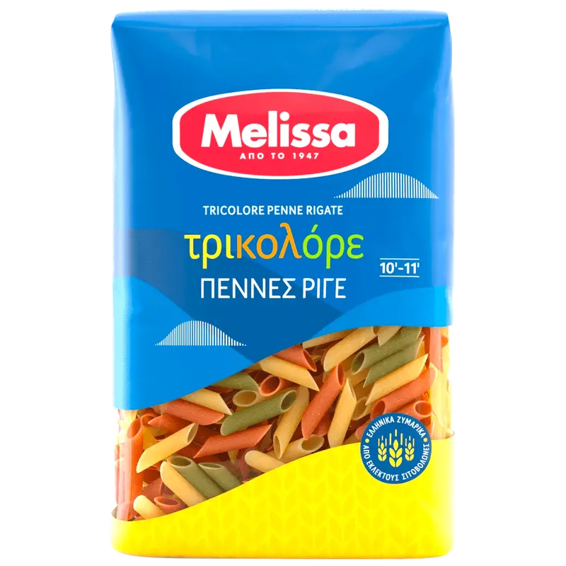 Melissa Pasta Pennes Gestreift (Rigate) Trikolore 500g (Pasta & Nudeln) - Bild 1