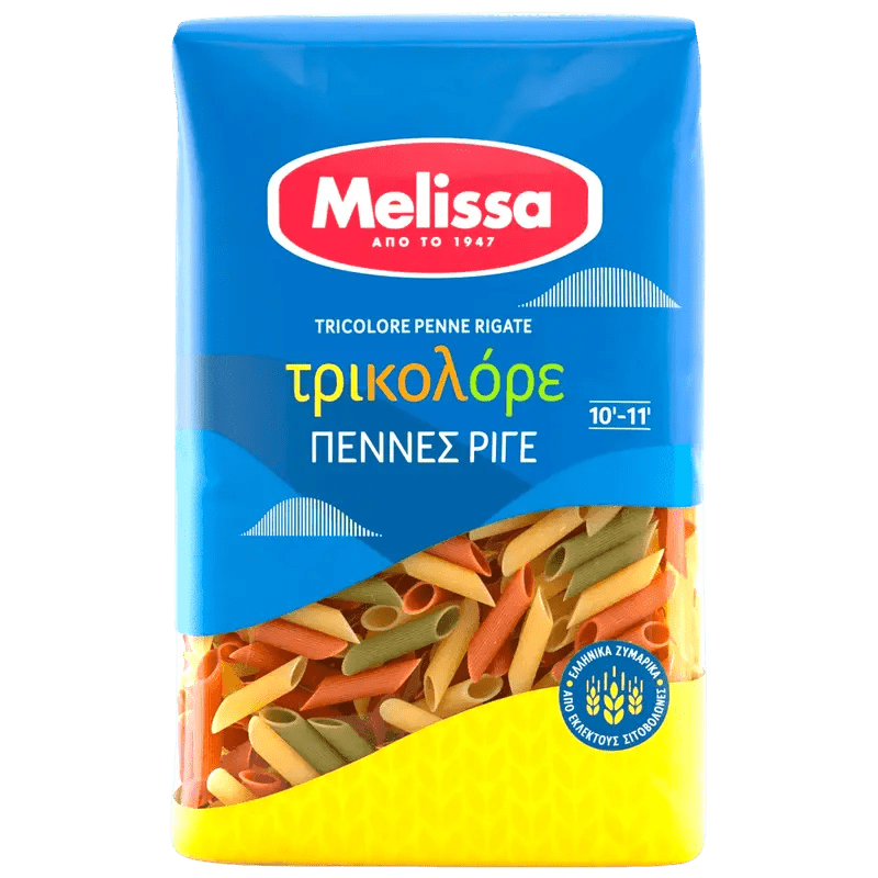 Melissa Pasta Pennes Gestreift (Rigate) Trikolore 500g - GM Markt Eshop