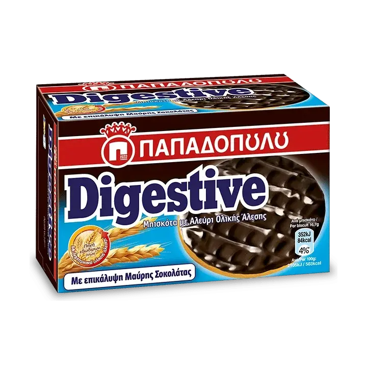 Papadopoulos Digestive Vollkorn mit Schwarze Schokolade 200g (Schokolade & Süssigkeiten) - Bild 1