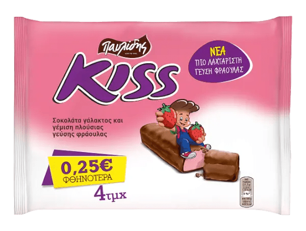 Pavlidis Kiss Milch - Erdbeere 4 x 28g - GM Markt Eshop