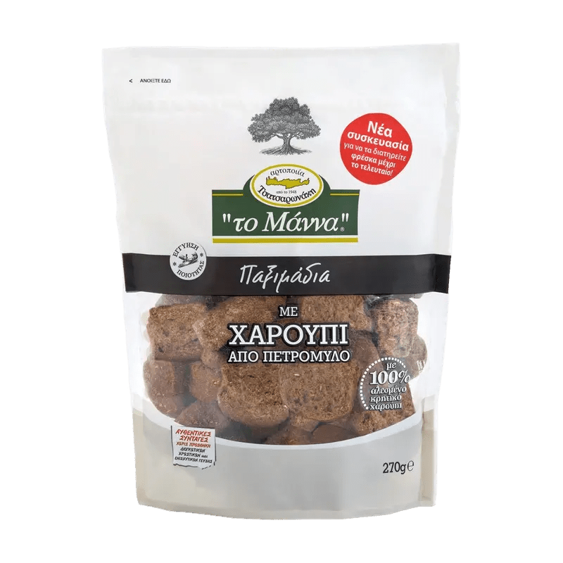To Manna Zwieback Mini mit Haroupi aus Steinmühle 270g - GM Markt Eshop