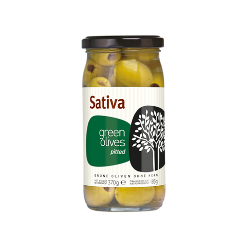 Sativa Grünoliven ohne Kern im Glas 370g Chalkidikis (Öl & Oliven) - Bild 1