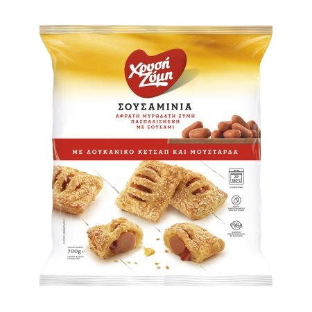 Xrisi Zimi Blätterteig Sousamini mit Wurst & Senf & Ketchup 700g (Blätterteigwaren) - Bild 1
